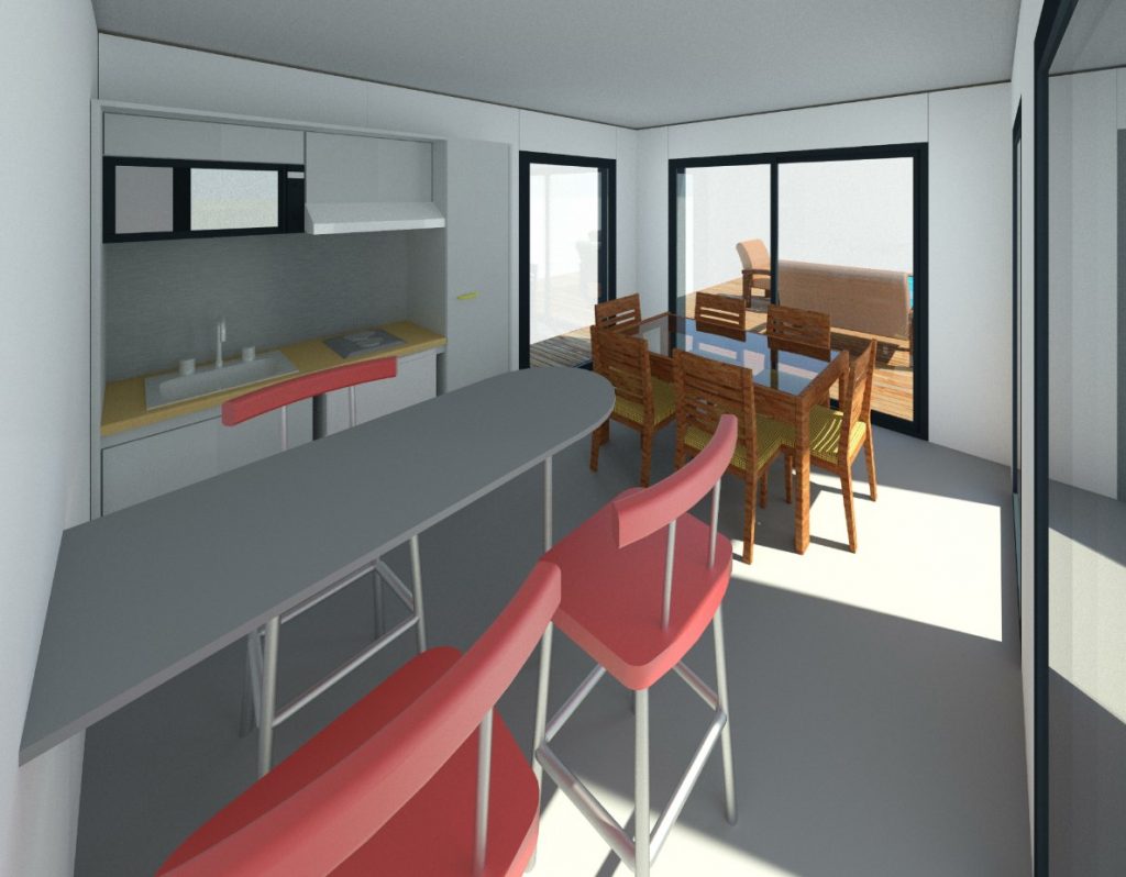 Mon Alvéole Espaces de vie indépendants écoresponsables et solidaires module 3D intérieur poolhouse