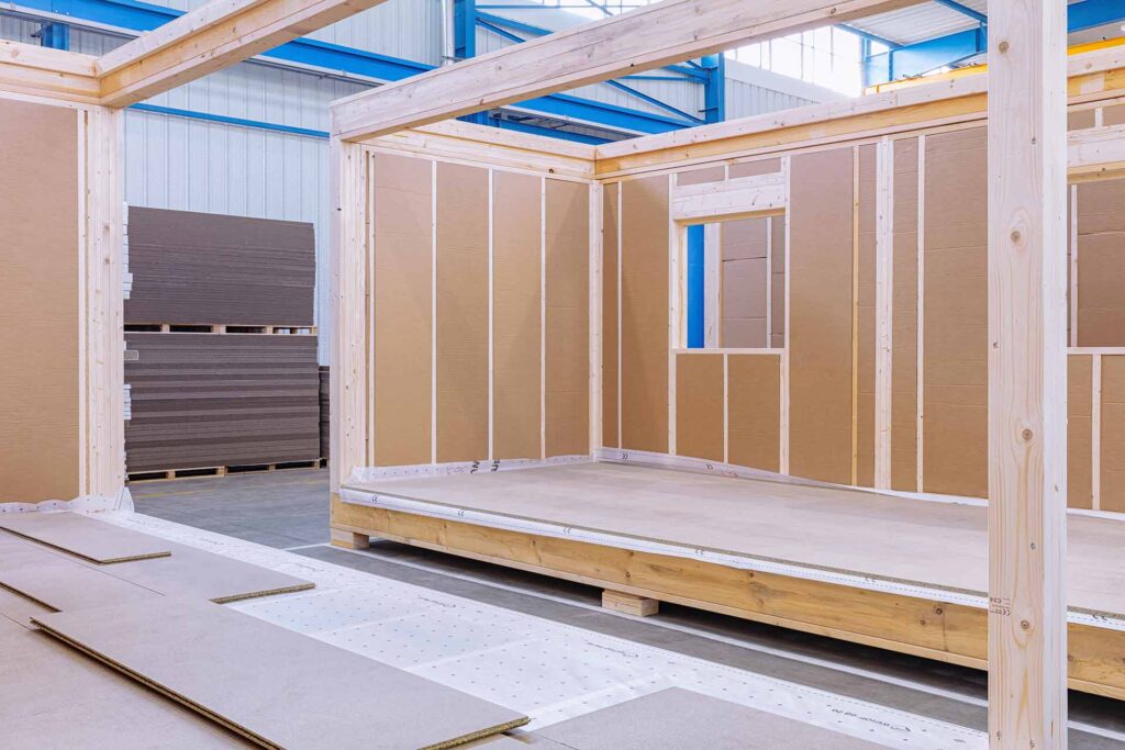 Construction extension bois atelier intérieur IPAC