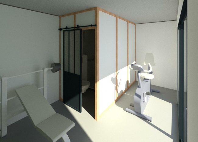 Mon Alvéole Espaces de vie indépendants écoresponsables et solidaires module 3D intérieur salle de sport