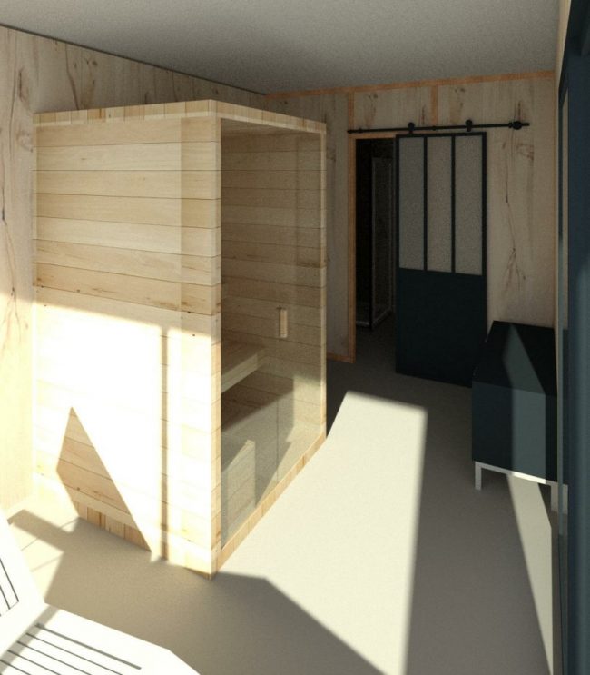Mon Alvéole Espaces de vie indépendants écoresponsables et solidaires module 3D intérieur hammam sauna