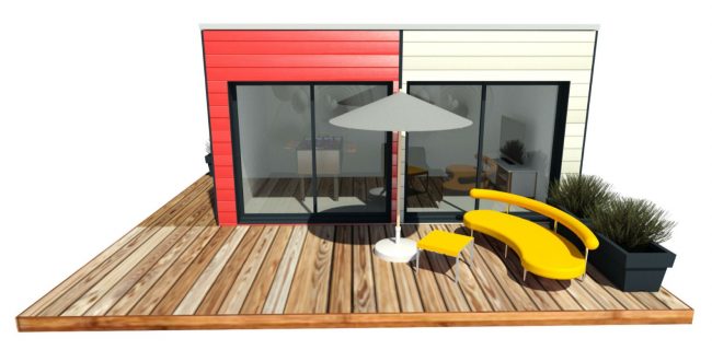 Mon Alvéole Espaces de vie indépendants écoresponsables et solidaires module 3D salle de jeux